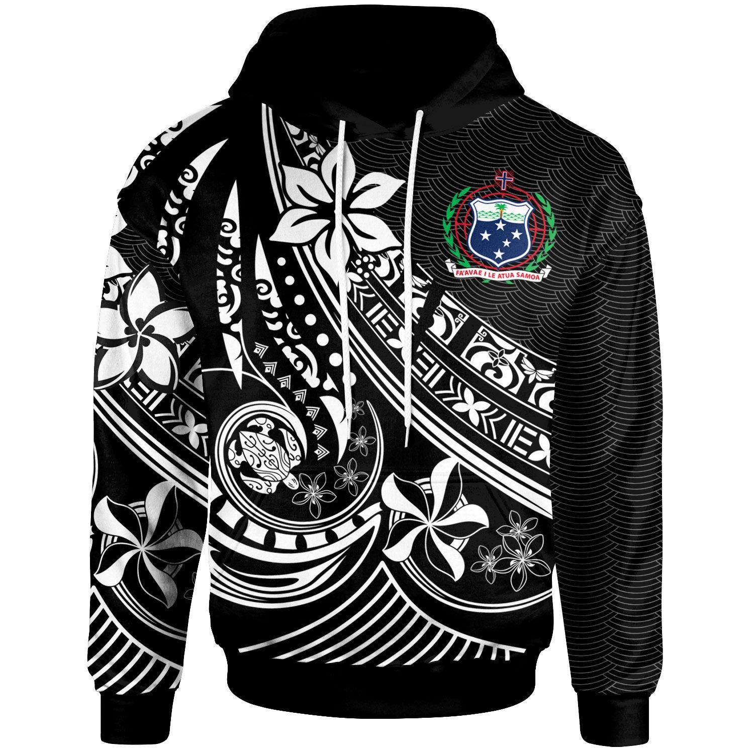 Samoa Hoodie The Flow of The Ocean White Unisex White - Polynesian Pride