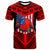 Samoa T Shirt Samoan Flag American Flag With Tribal Pattern Red Unisex Blue - Polynesian Pride