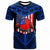 Samoa T Shirt Samoan Flag American Flag With Tribal Pattern Blue Unisex Blue - Polynesian Pride