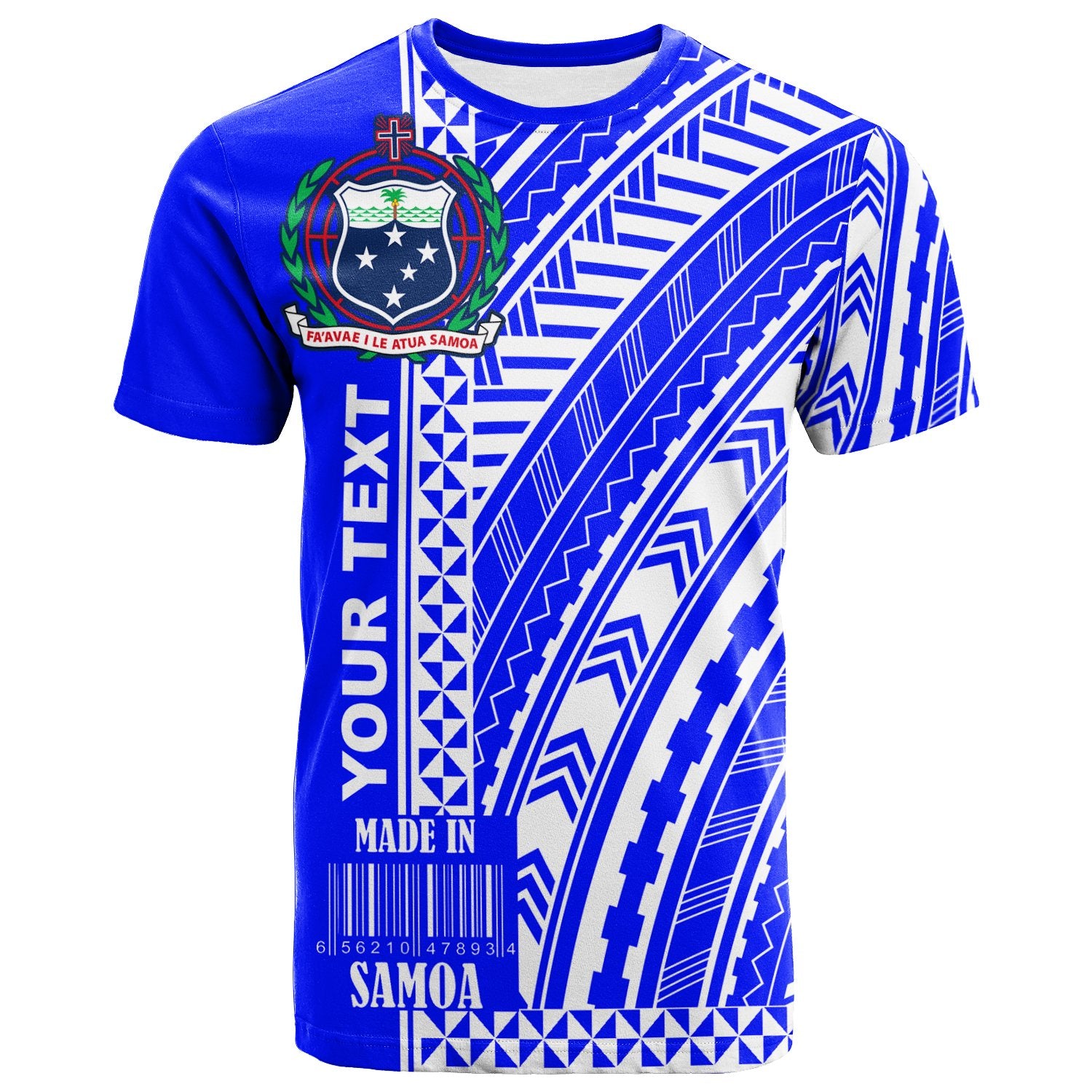 Samoa Custom T Shirt Barcode Blue Color Unisex Blue - Polynesian Pride