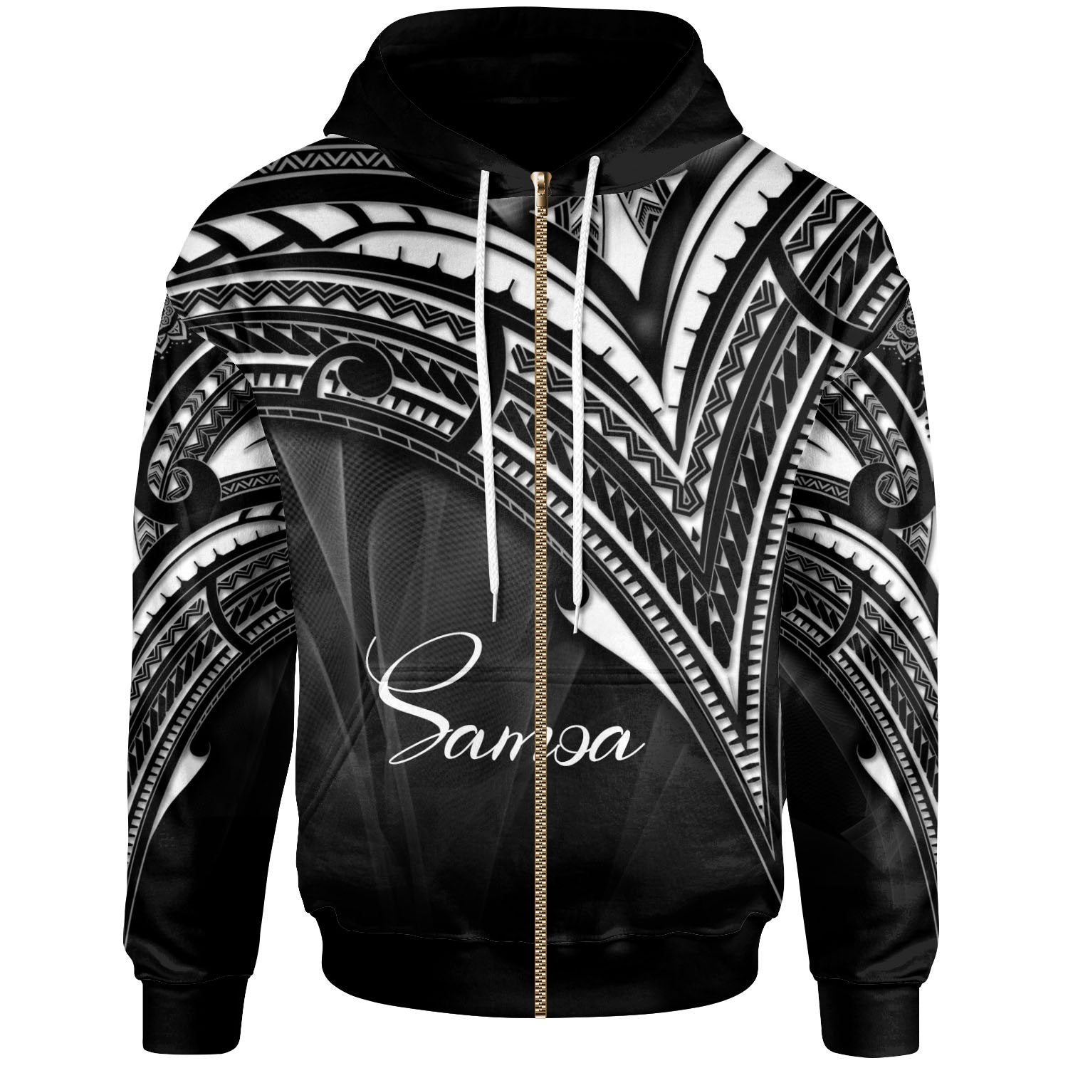 Samoa Zip Hoodie Cross Style Unisex Black - Polynesian Pride