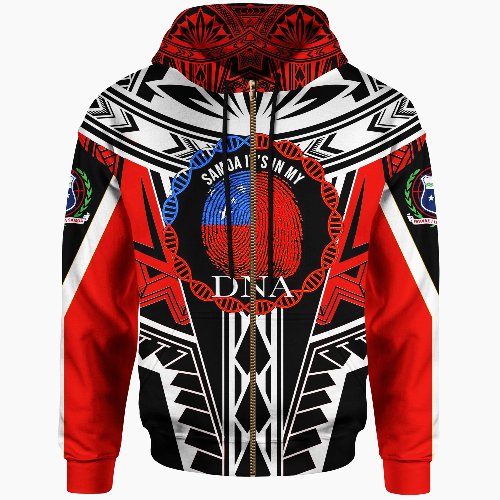 Samoa Zip up Hoodie Its In My DNA Red Color Unisex Red - Polynesian Pride