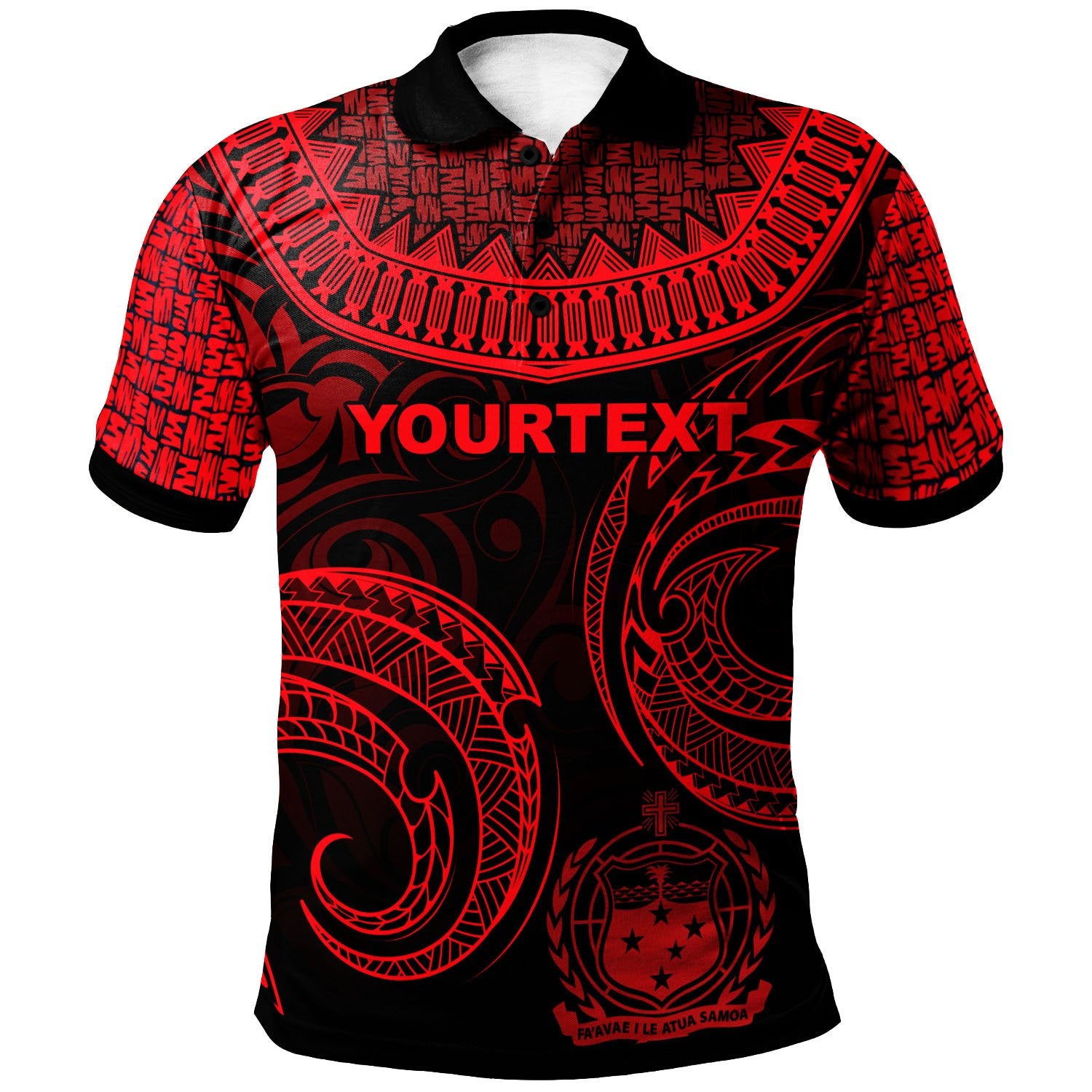 Samoa Custom Polo Shirt Unique Serrated Texture Red Unisex Red - Polynesian Pride