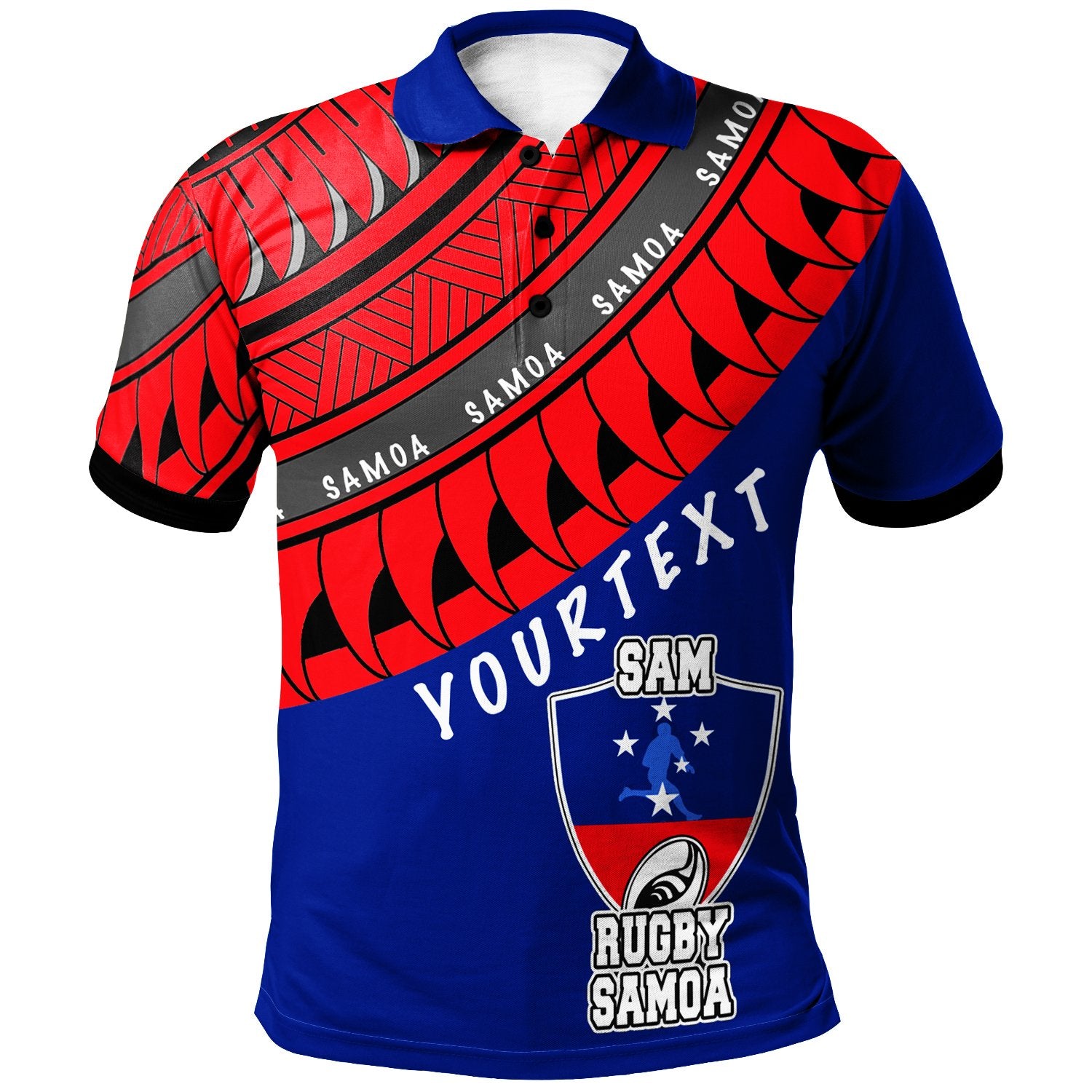 Samoa Custom Polo Shirt Samoan Rugby Fan Unisex BLUE - Polynesian Pride