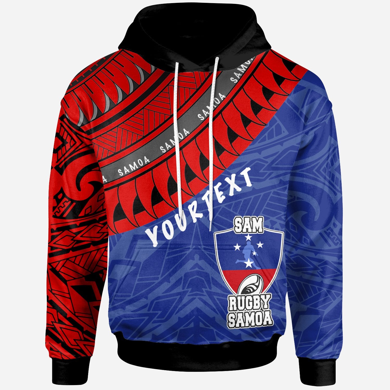 Samoa Custom Hoodie Samoa Rugby Fan Unisex Blue - Polynesian Pride