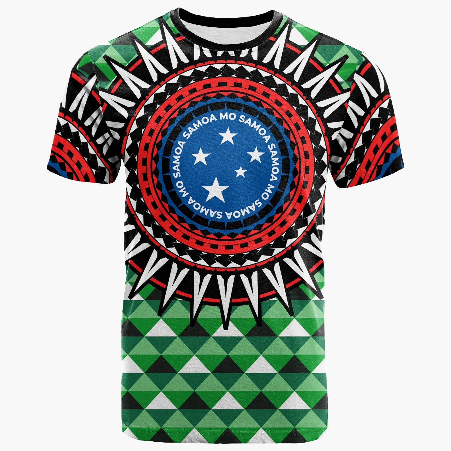 Samoa T Shirt Polynesian Green Tribal Seamless Pattern Unisex Art - Polynesian Pride