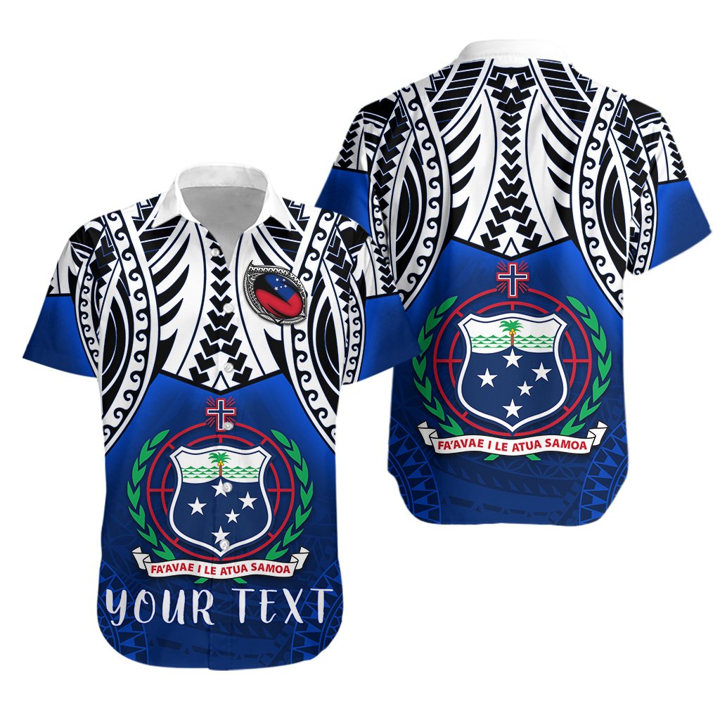 (Custom Personalised) Samoa Rugby Hawaiian Shirt Tribal Pattern Unisex Blue - Polynesian Pride