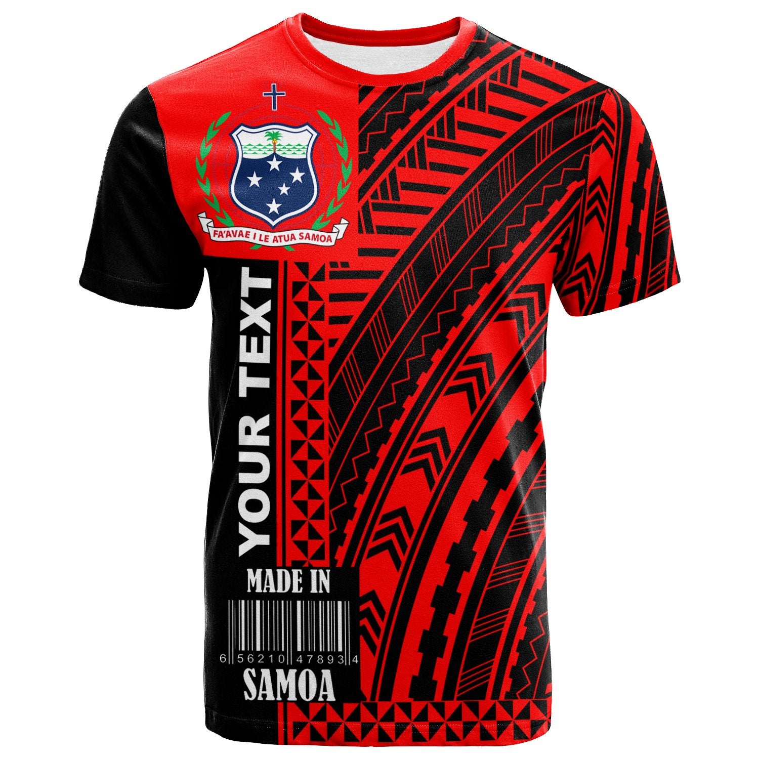 Samoa Custom T Shirt Barcode Red Black Color Unisex Art - Polynesian Pride