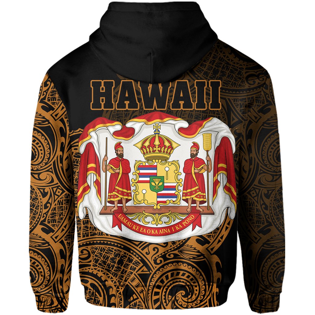 Hawaii Polynesian Warrior Mask Royal Coat Arms Zipper Hoodie - Polynesian Pride