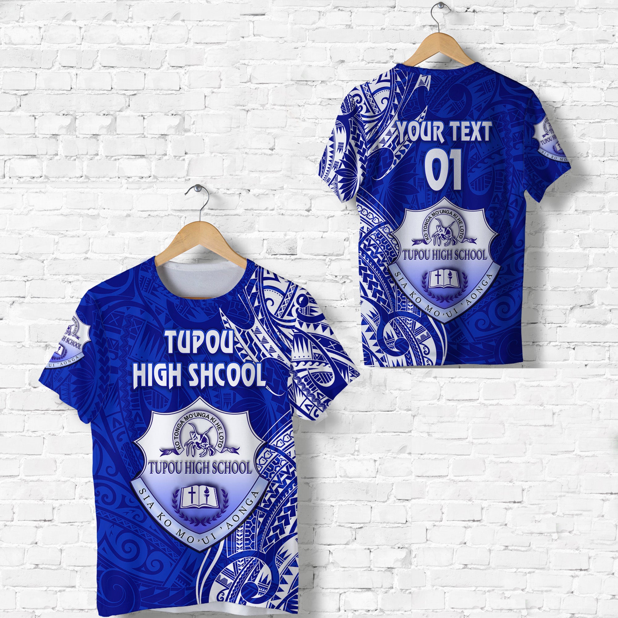 Custom Tonga Tupou High School T Shirt Simple Vibes, Custom Text and Number LT8 Unisex Blue - Polynesian Pride