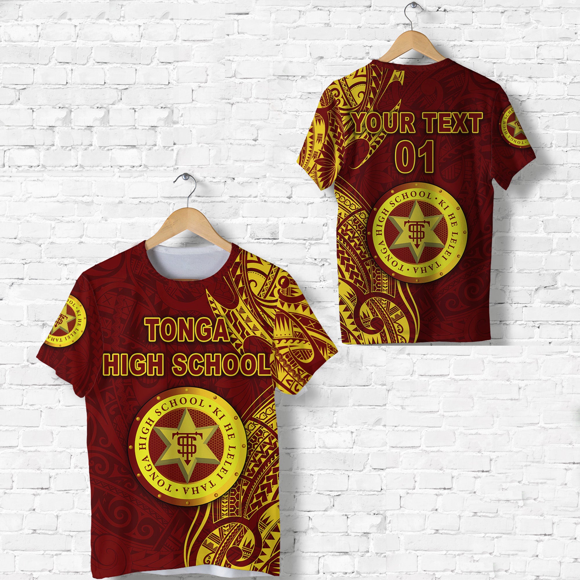 Custom Tonga High School T Shirt Simple Vibes Maroon, Custom Text and Number LT8 Unisex Maroon - Polynesian Pride