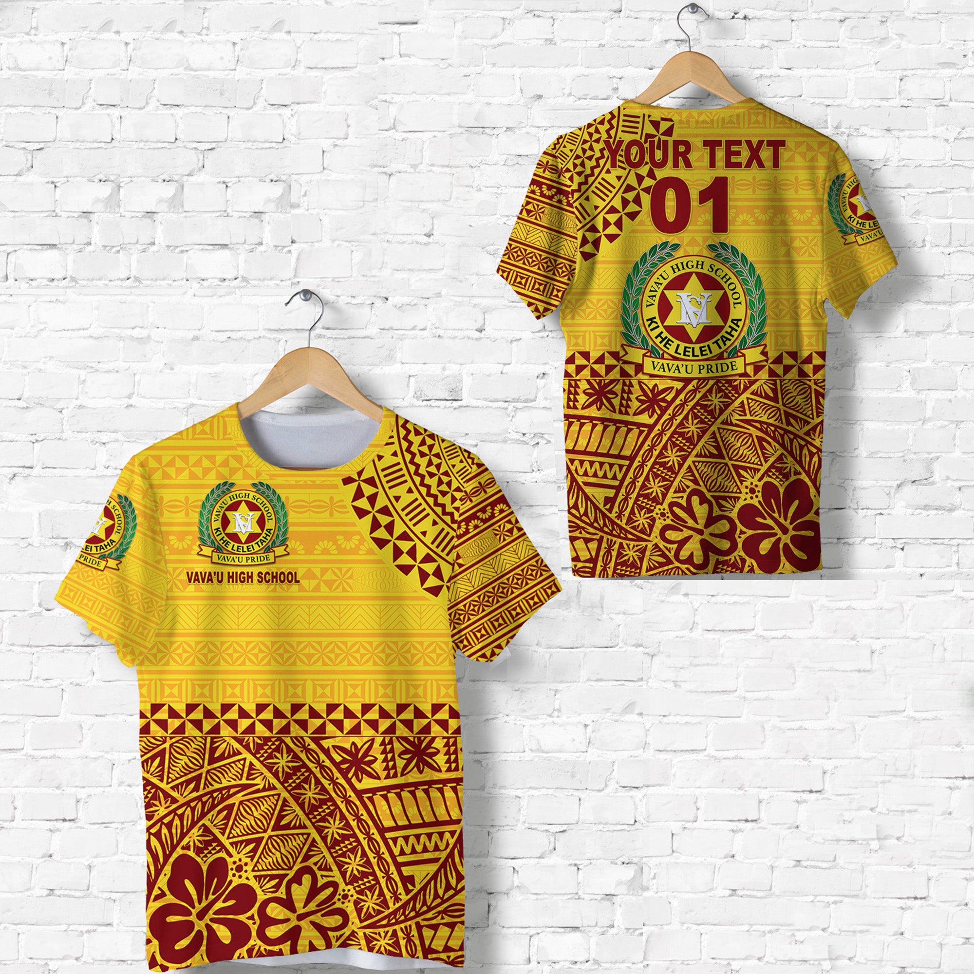 Custom Tonga Vavau High School T Shirt Kupesi Vibes Yellow LT8 - Polynesian Pride