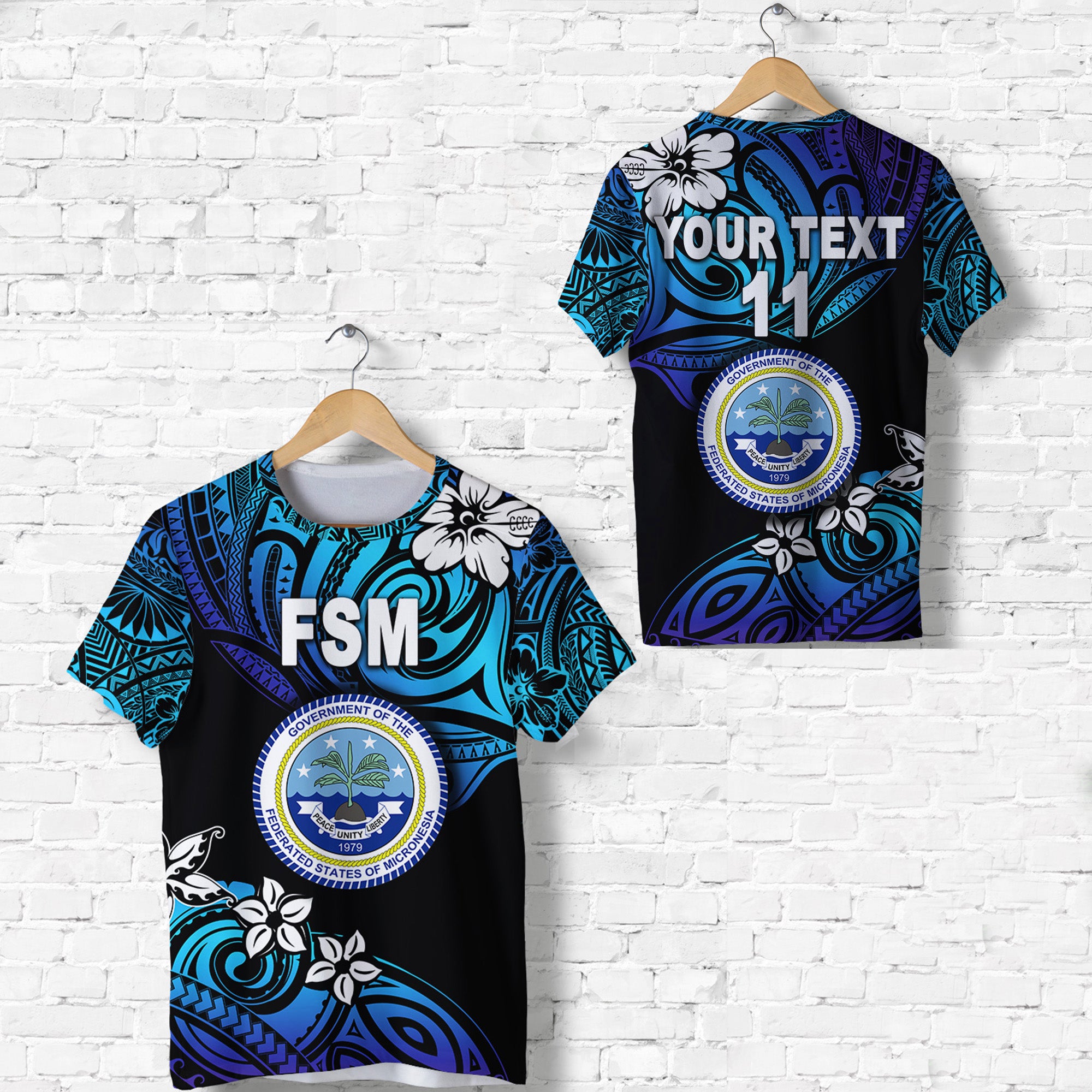 Custom Federated States of Micronesia T Shirt Unique Vibes Blue LT8 Unisex Blue - Polynesian Pride