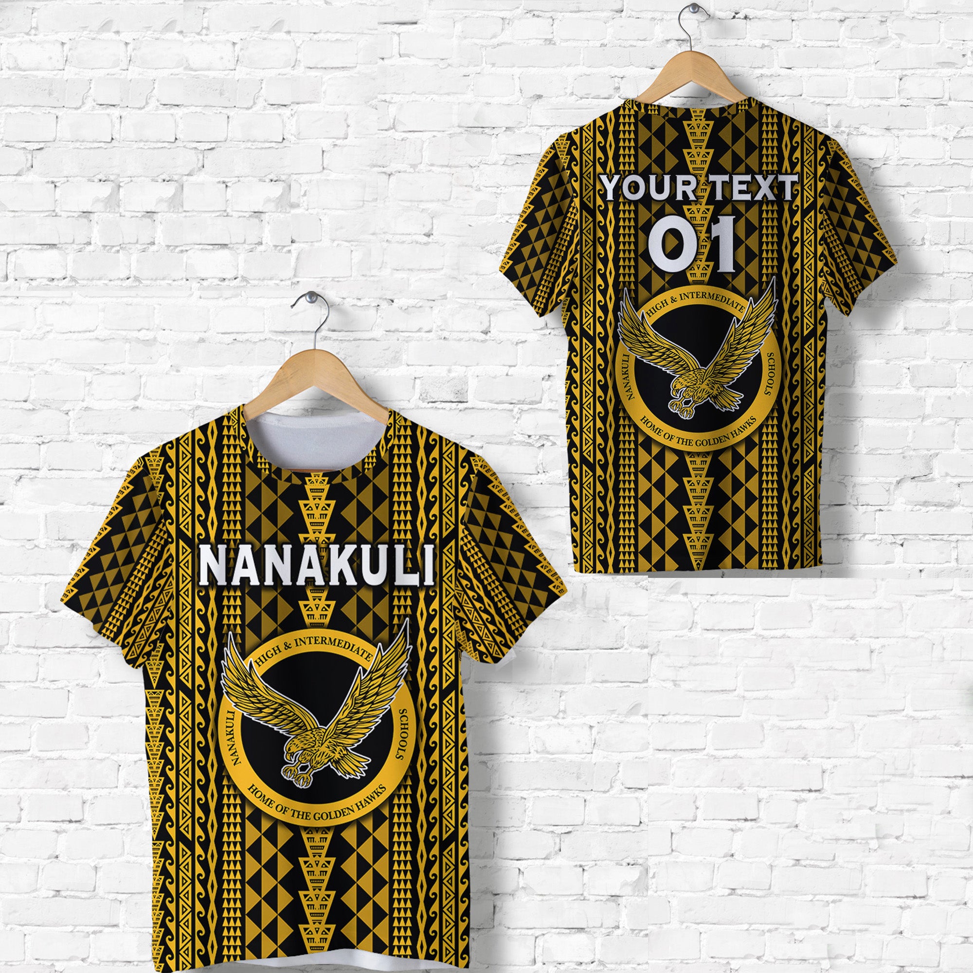 Custom Hawaii Nanakuli School T Shirt Golden Hawks Simple Style LT8 Unisex Gold - Polynesian Pride