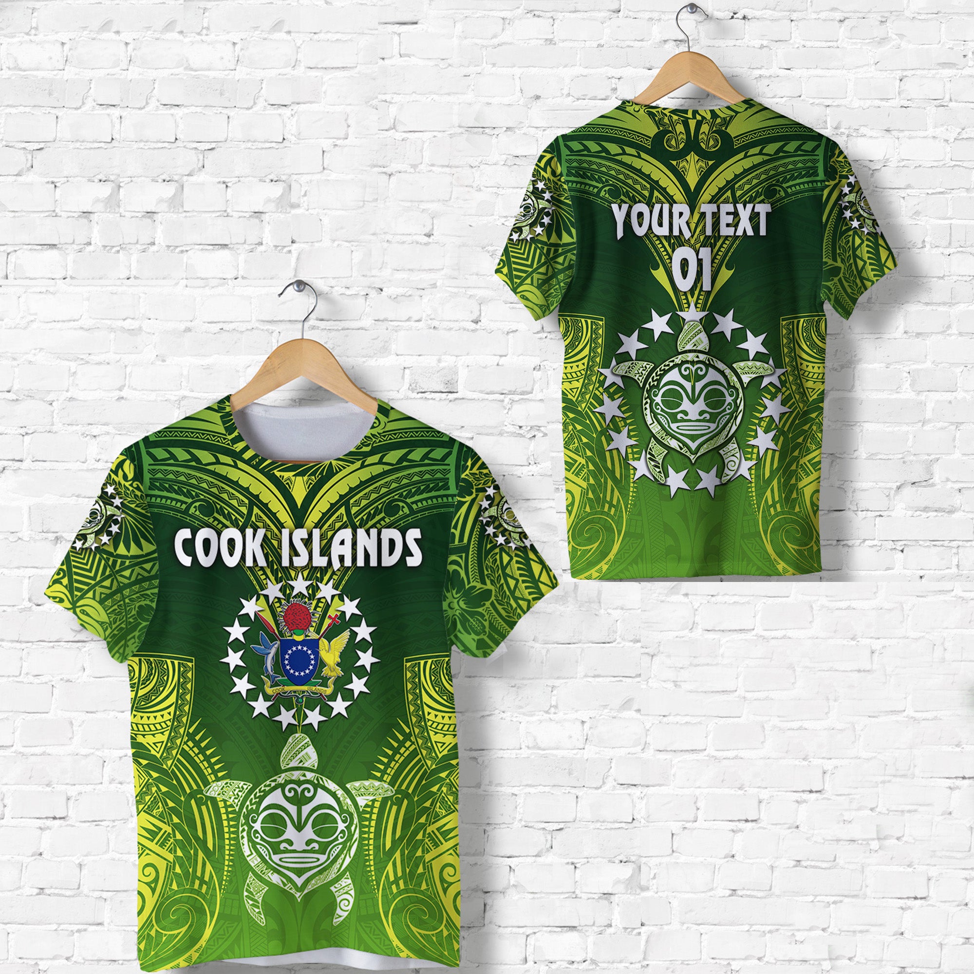 Custom Cook Islands T Shirt Happy Independence Anniversary, Custom Text and Number LT8 Unisex Green - Polynesian Pride