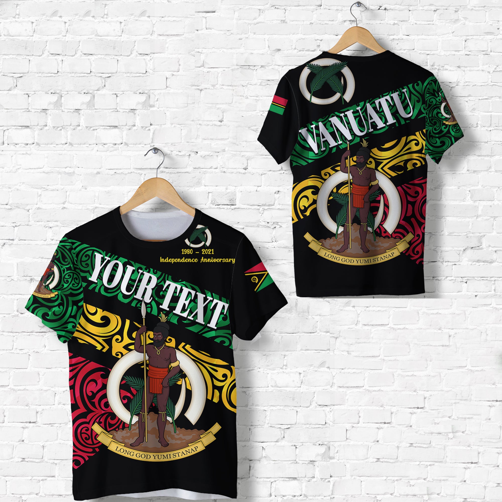 Custom Vanuatu T Shirt Special Independence Anniversary Sporty Style LT8 Unisex Black - Polynesian Pride