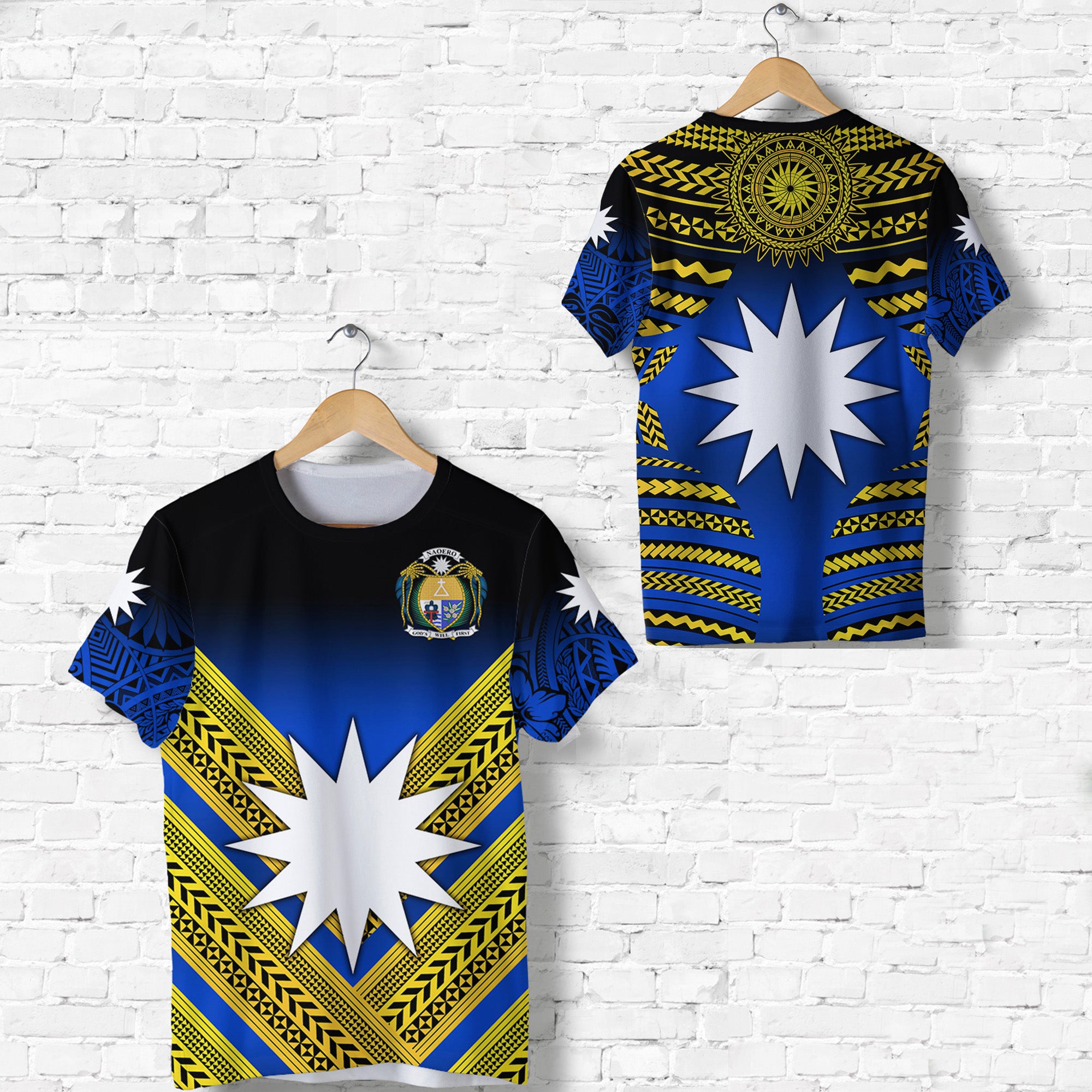 Nauru Polynesian Flag T Shirt Creative Style Gradient Blue LT8 Unisex Blue - Polynesian Pride