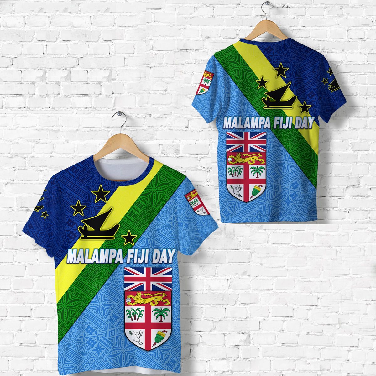 Vanuatu Malampa and Fiji Day T Shirt Simple Style LT8 Unisex Blue - Polynesian Pride