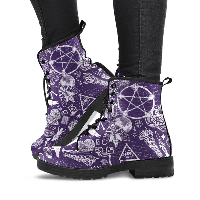 Celticone Women's Leather Boot - Purple Witch Essentials Pagan Boots Purple - Polynesian Pride