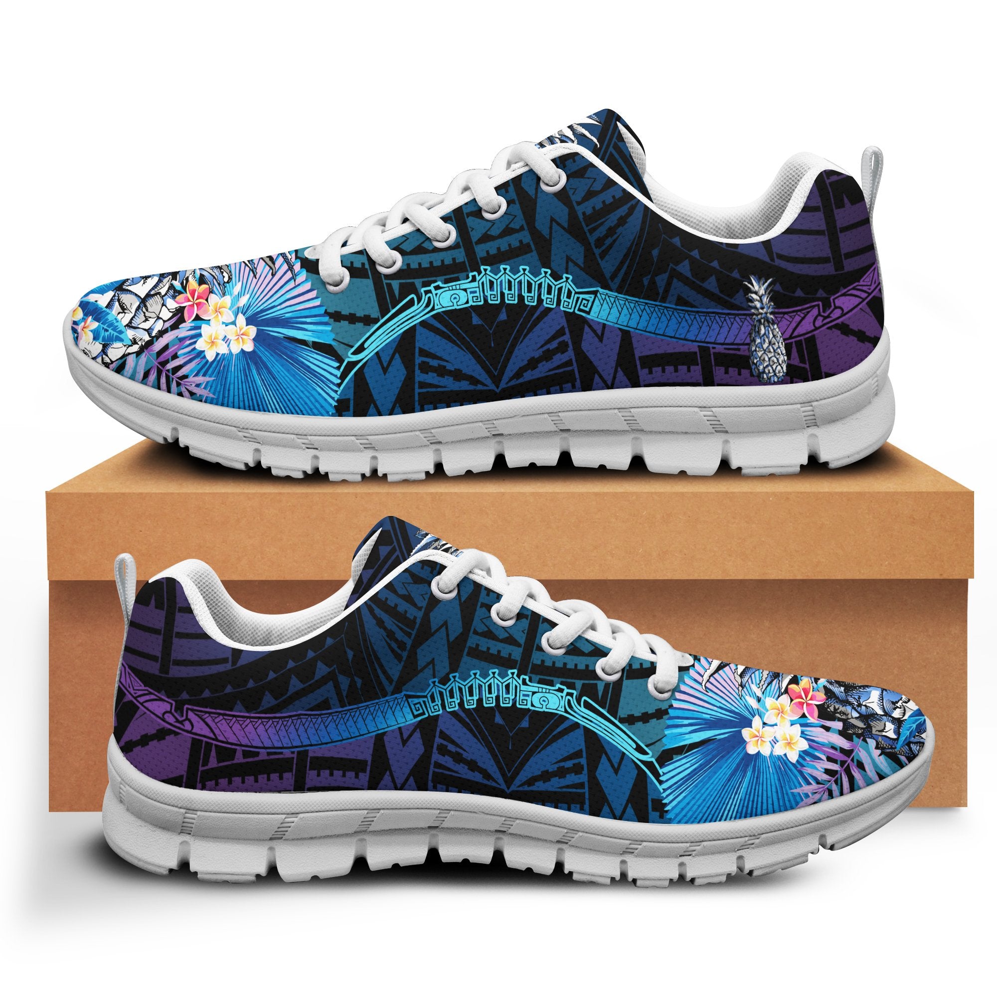 Hawaii Pineapple Tropical Polynesian Sneakers - Haki Style - AH - Polynesian Pride