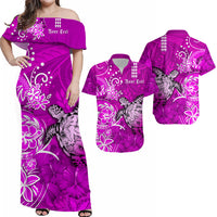 Custom His And Hers Hawaii Matching Clothing Matching Polynesian Tribal Pink Sea Turtle Honu and Hibiscus Dress and Hawaiian Shirt LT13 Pink - Polynesian Pride