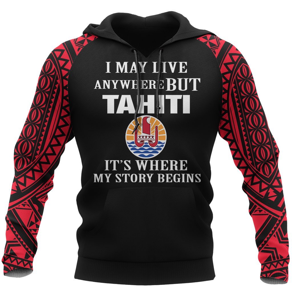 Tahiti Hoodie Tahiti Flag Its Where My Story Begins Unisex Black - Polynesian Pride