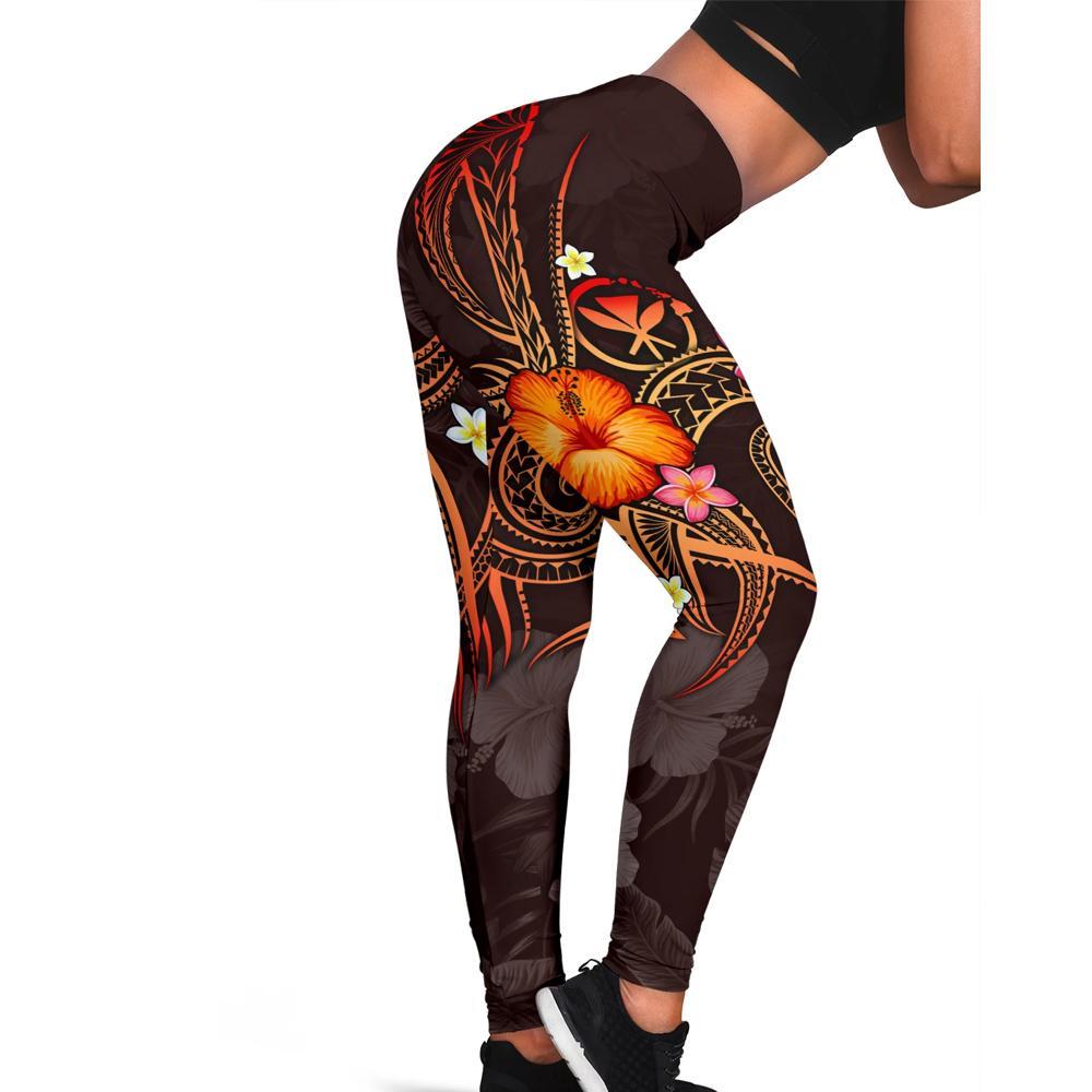 Polynesian Hawaii Leggings - Legend of Kanaka Maoli (Red) Red - Polynesian Pride