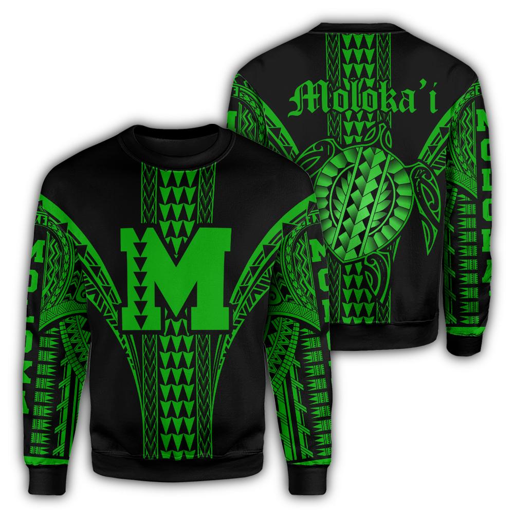 Molokai Island Polynesian Sweatshirt - Comely Style - AH Unisex Green - Polynesian Pride