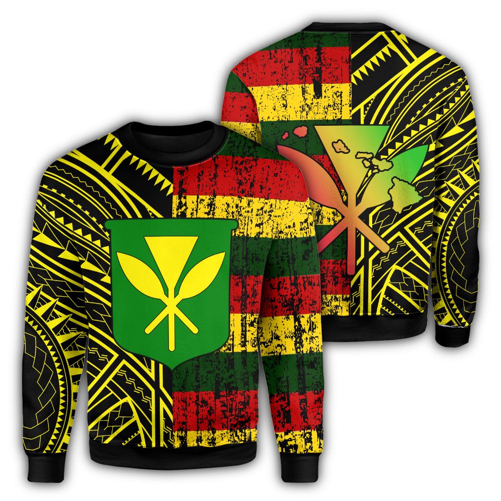 Hawaii Kanaka Flag Polynesian Sweatshirt - Bright Style - AH Unisex Yellow - Polynesian Pride