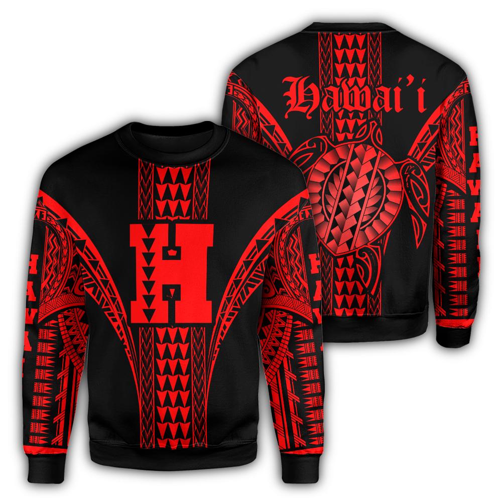 Hawaii Island Polynesian Sweatshirt - Comely Style - AH Unisex Red - Polynesian Pride