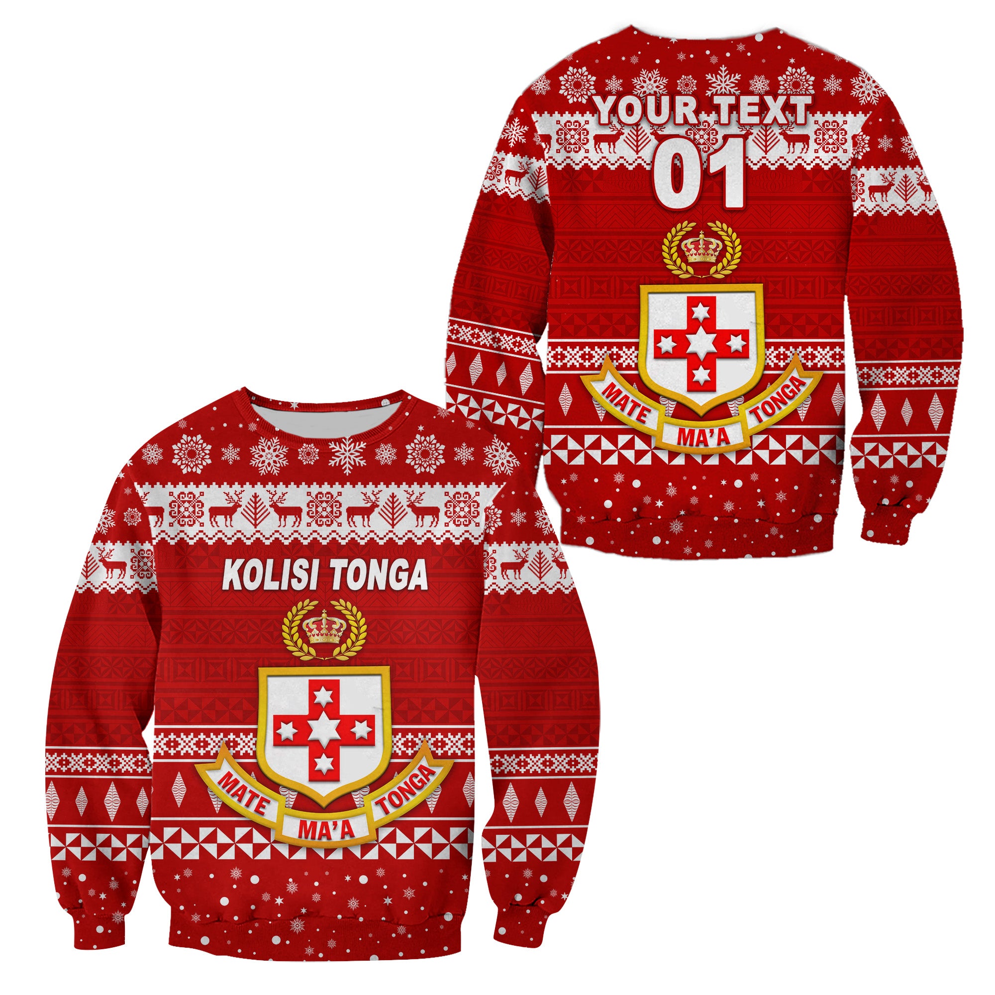 (Custom Personalised) Kolisi Tonga College Christmas Sweatshirt Simple Style LT8 - Polynesian Pride