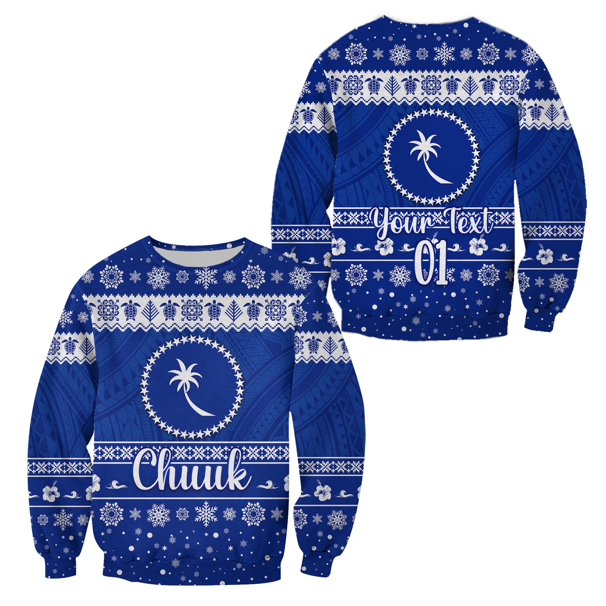 (Custom Personalised) FSM Chuuk Christmas Sweatshirt Simple Style LT8 - Polynesian Pride