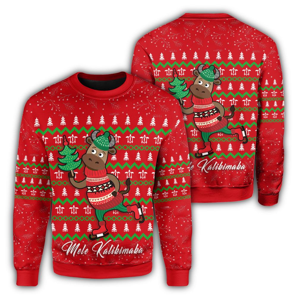 Hawaiian Turtle Christmas Sweatshirt - Red - Felix Style - AH Unisex Red - Polynesian Pride