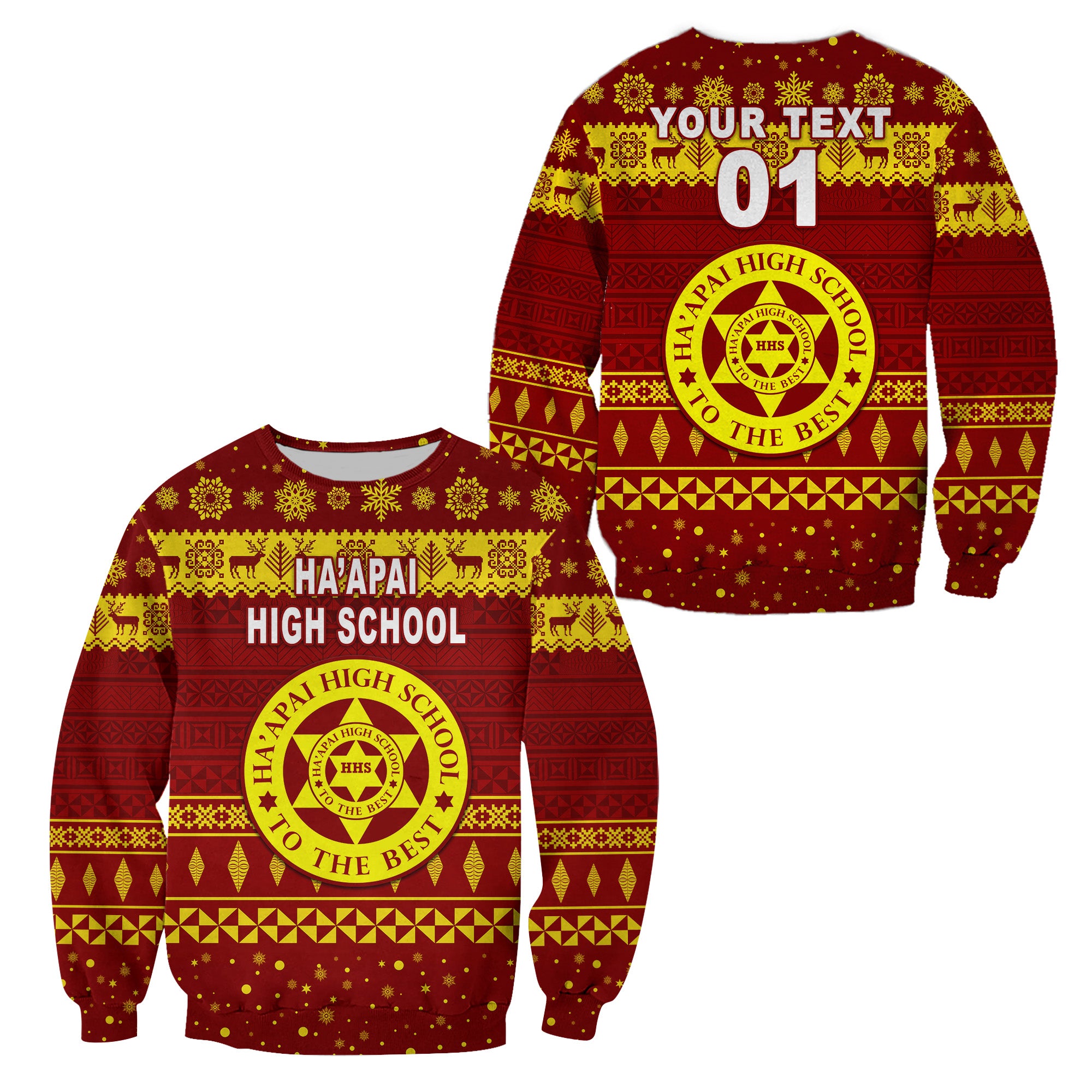 (Custom Personalised) Ha'apai High School Christmas Sweatshirt Simple Style LT8 - Polynesian Pride