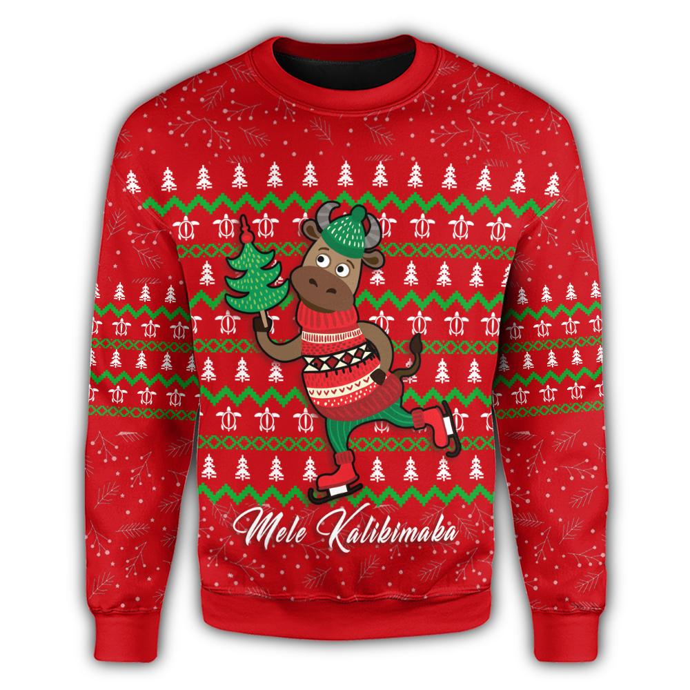 Hawaiian Turtle Christmas Sweatshirt - Red - Felix Style - AH - Polynesian Pride