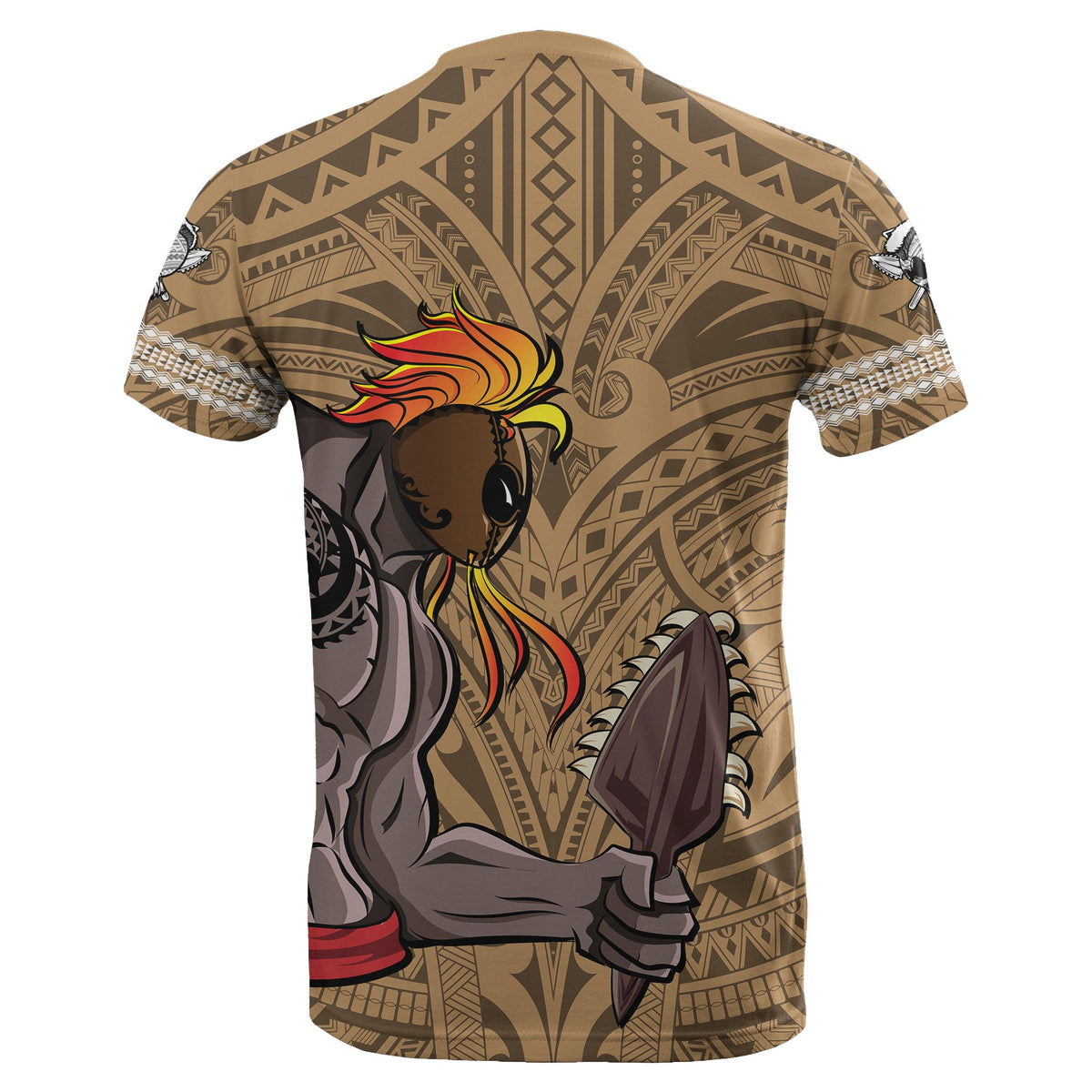 Hawaiian Islands Warrior Kakau Gold Polynesian T Shirt - Polynesian Pride