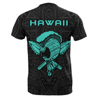 Polynesian Kakau Helmet Weapon Turquoise Kanaka Warrior T Shirt - Polynesian Pride