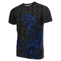 Polynesian Kakau Helmet Weapon Blue Kanaka Warrior T Shirt - Polynesian Pride