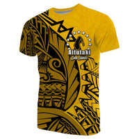 Custom Cook Islands T Shirt Aitutaki Polynesian Style LT6 Yellow - Polynesian Pride