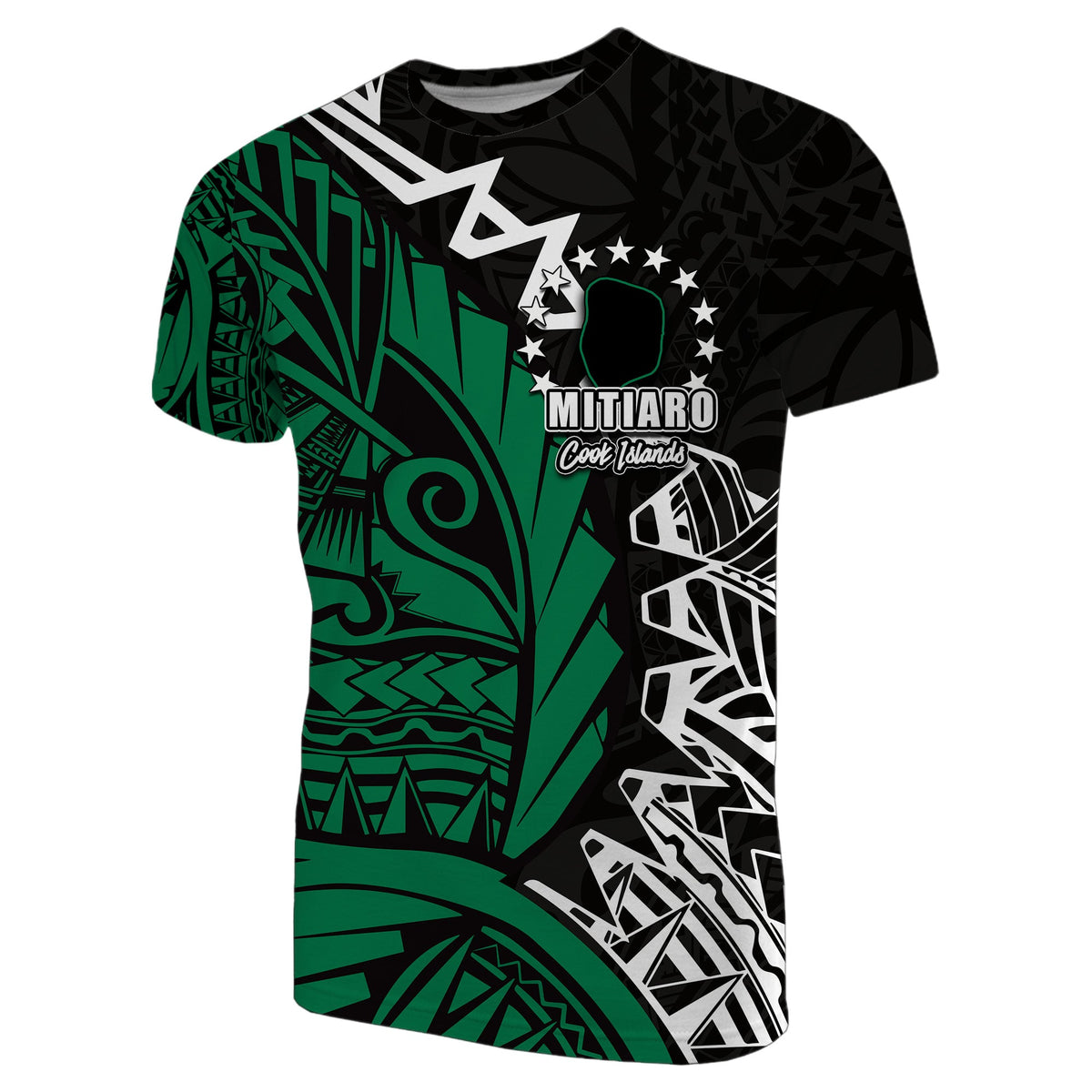 Custom Cook Islands T Shirt Mitiaro Polynesian Style LT6 Green - Polynesian Pride