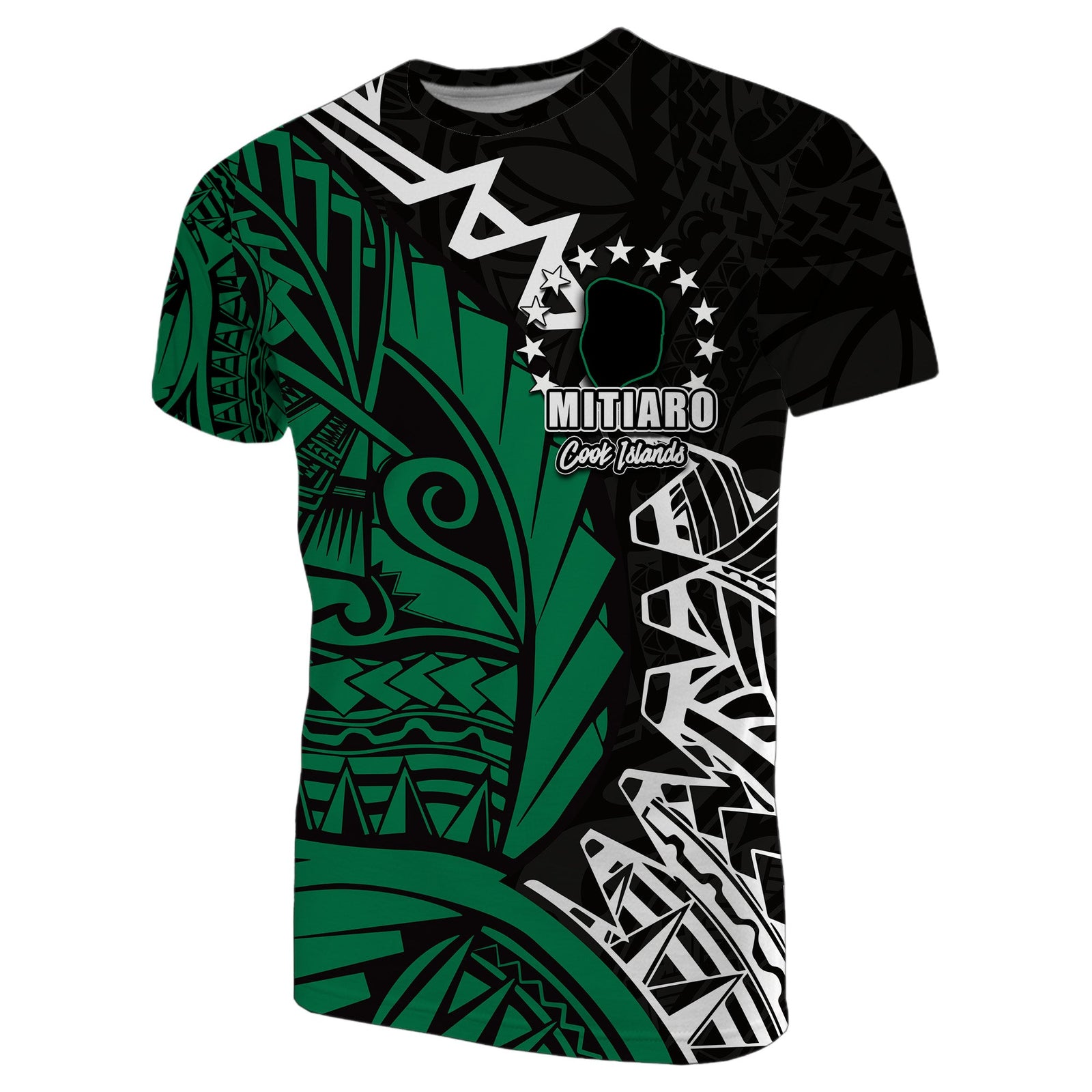 Custom Cook Islands T Shirt Mitiaro Polynesian Style LT6 Green - Polynesian Pride