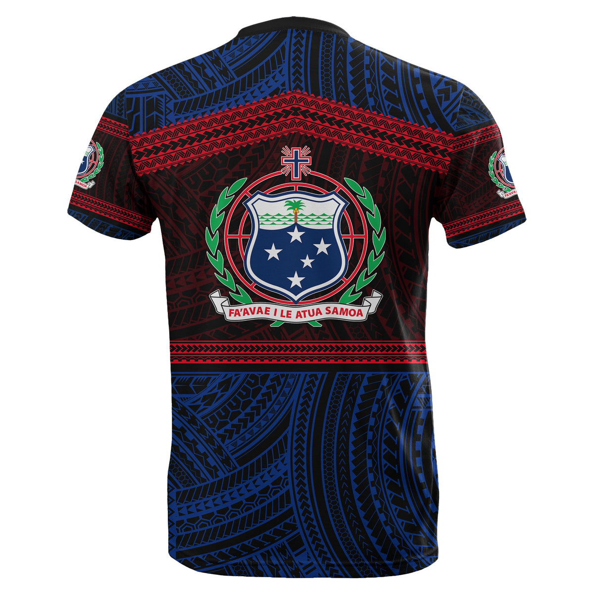 Samoa Rugby Polynesian Patterns T Shirt Blue - Polynesian Pride