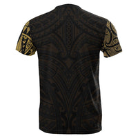 New Zealand T Shirt, Maori Polynesian Tattoo Gold - Polynesian Pride