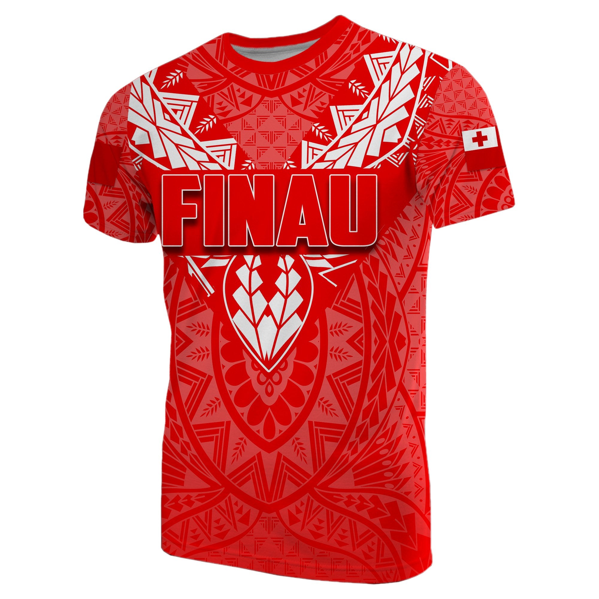 Finau T Shirt Polynesian With Tonga Coat of Arms Style Unisex Red - Polynesian Pride