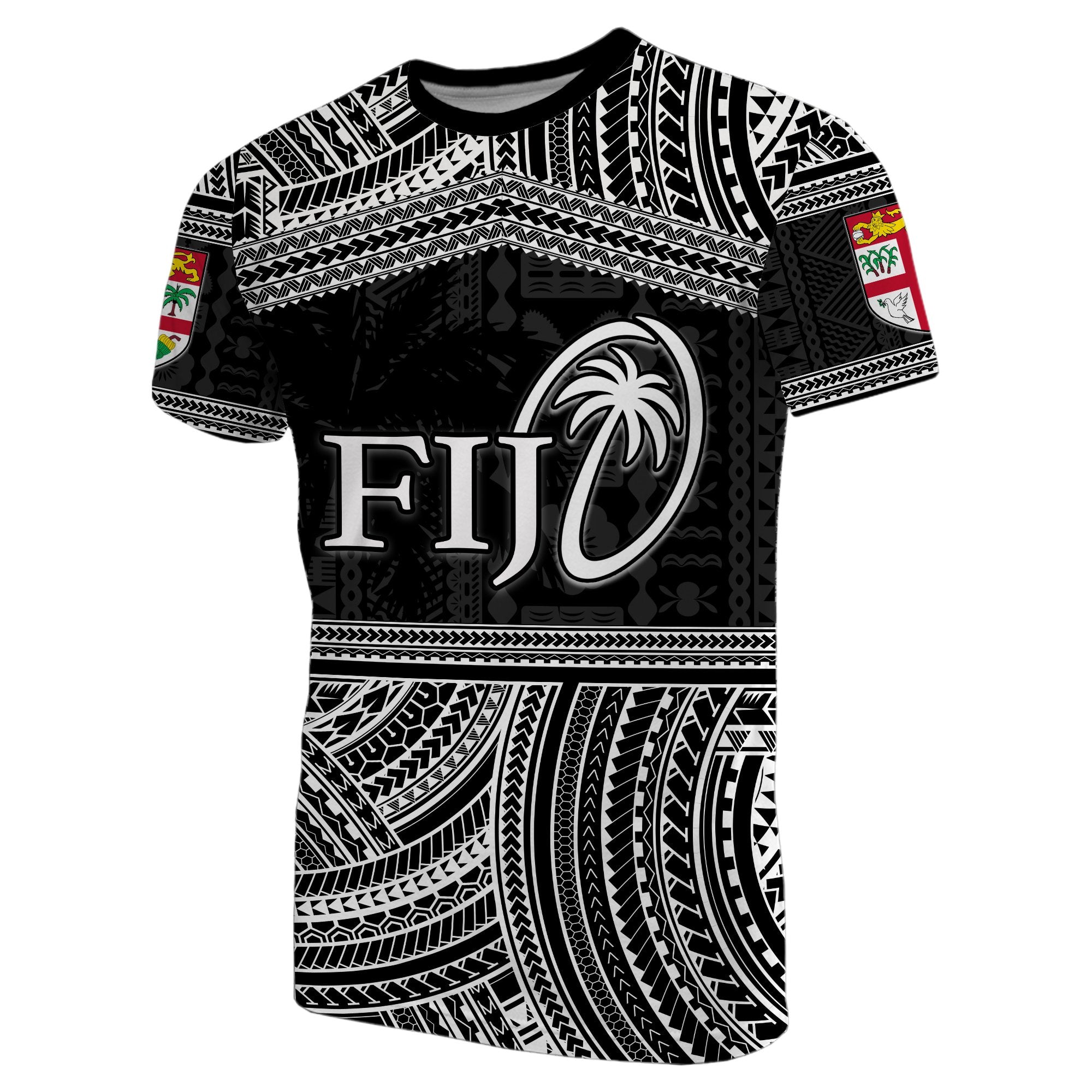 Fiji Rugby Polynesian Patterns T Shirt White Unisex White - Polynesian Pride