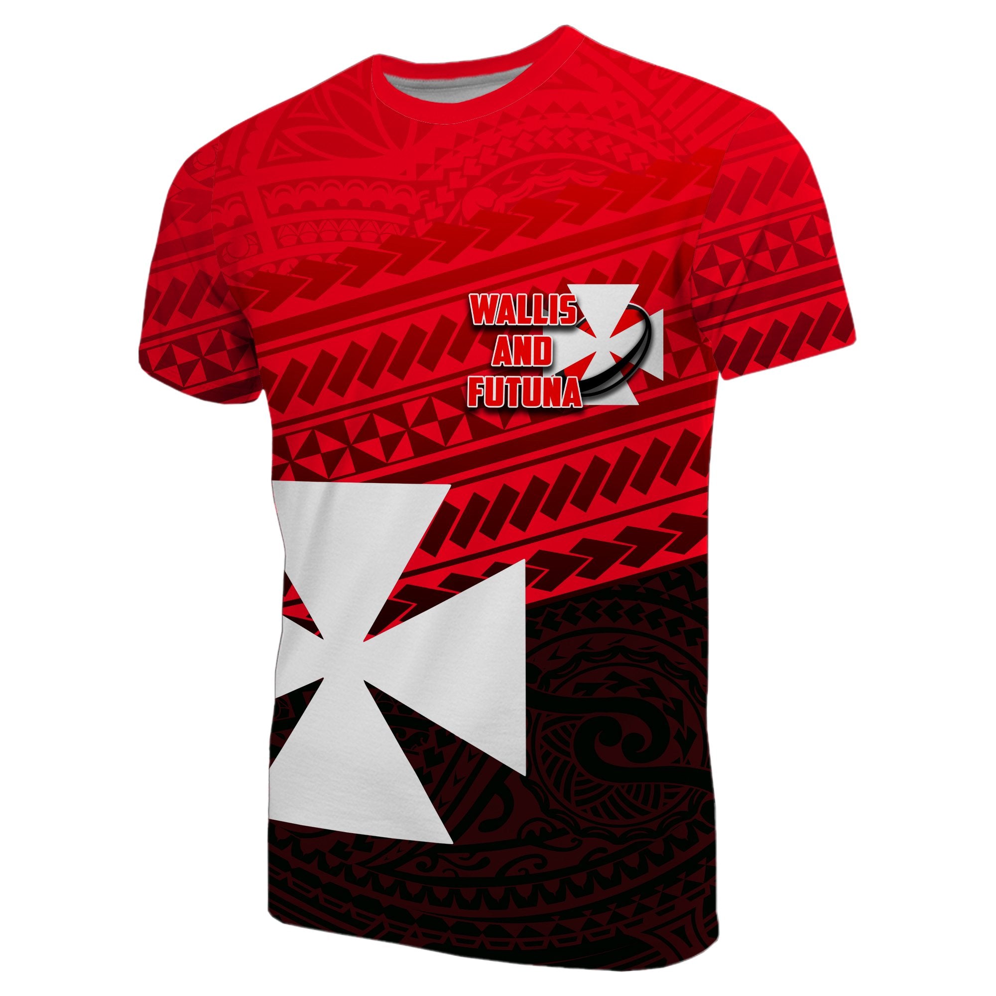 Wallis and Futuna Rugby T Shirt Polynesian Style Unisex Red - Polynesian Pride