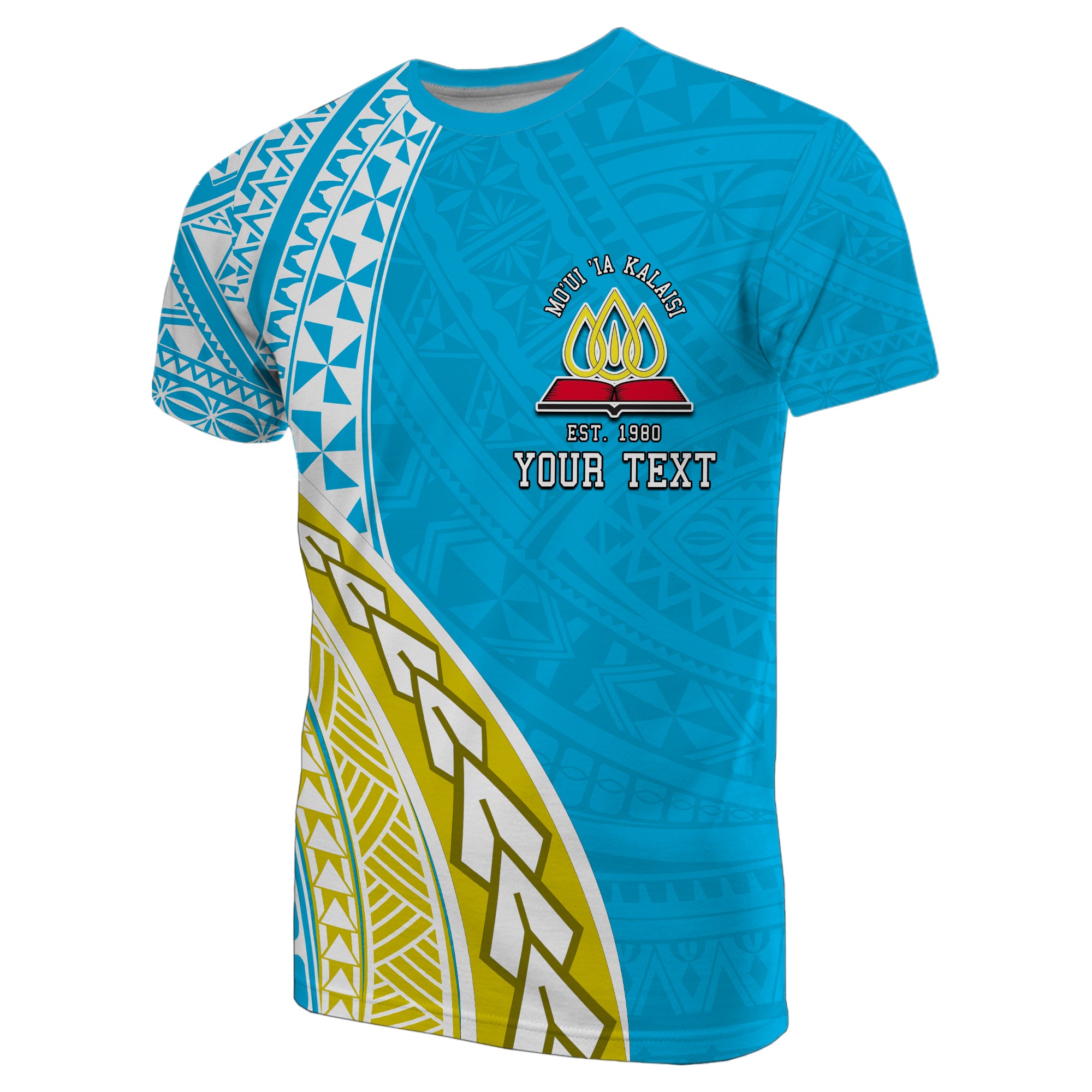 Custom Lavengamalie College T Shirt Half Polynesian Style LT6 Unisex Blue - Polynesian Pride