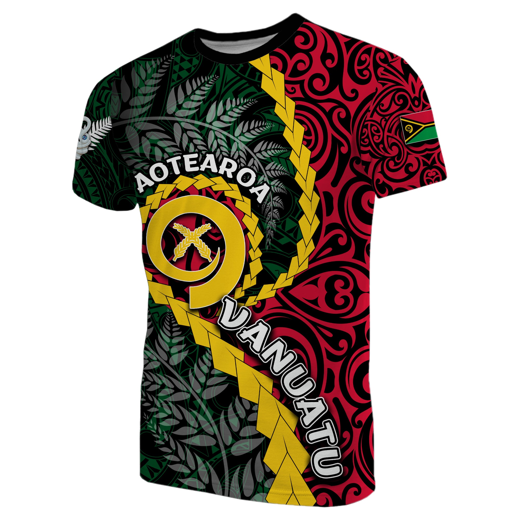 Vanuatu T Shirt Mix Maori Silver Fern LT6 Unisex Red - Polynesian Pride