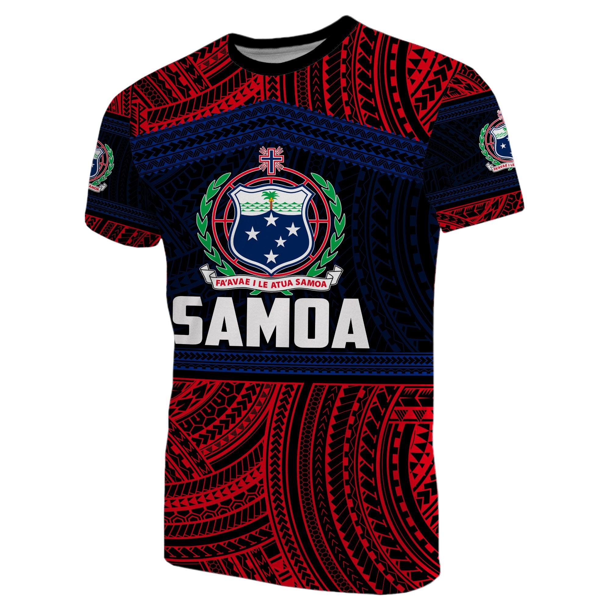 Custom Samoa Rugby Polynesian Patterns T Shirt Red Unisex Red - Polynesian Pride