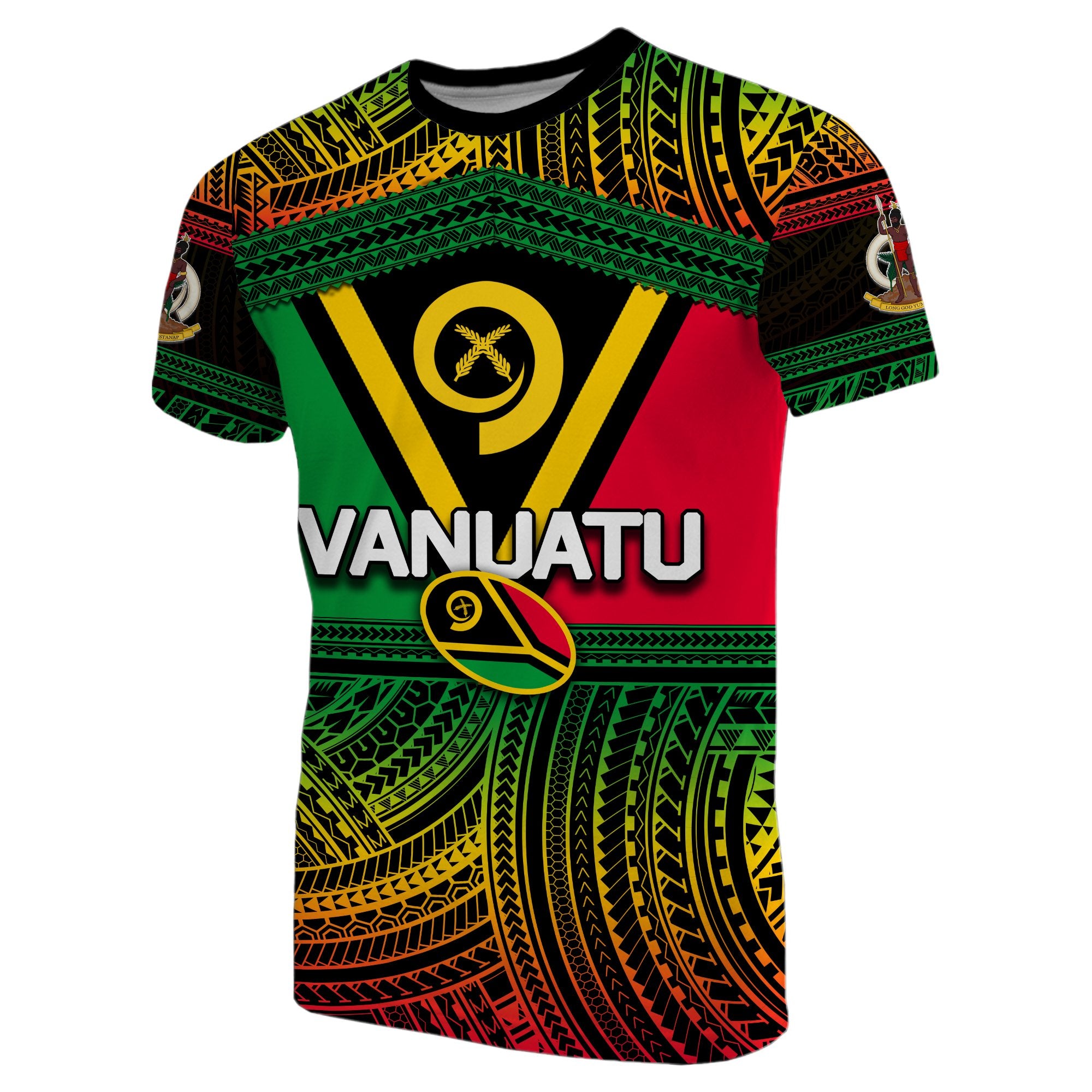 Vanuatu T Shirt Rugby Polynesian Patterns Unisex Black - Polynesian Pride